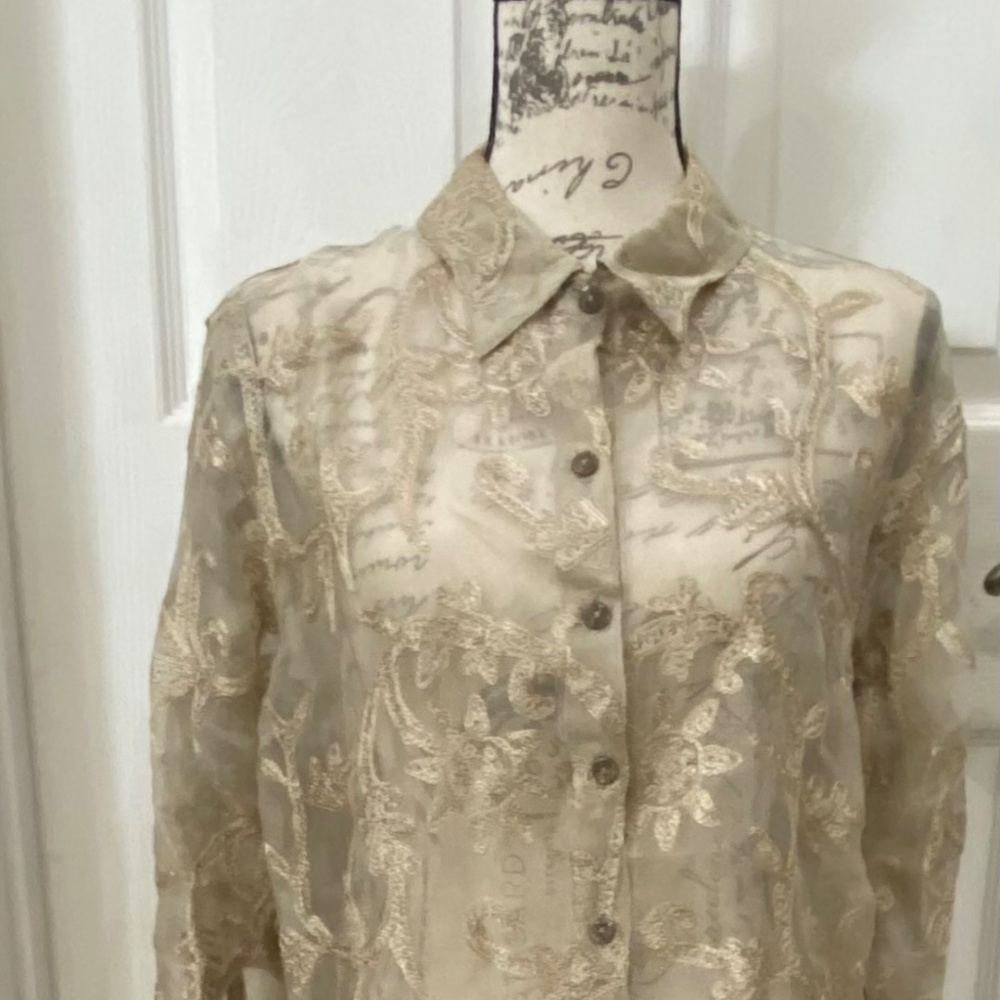 Chico Design, Sheer Collared, Button Down Blouse,… - image 2